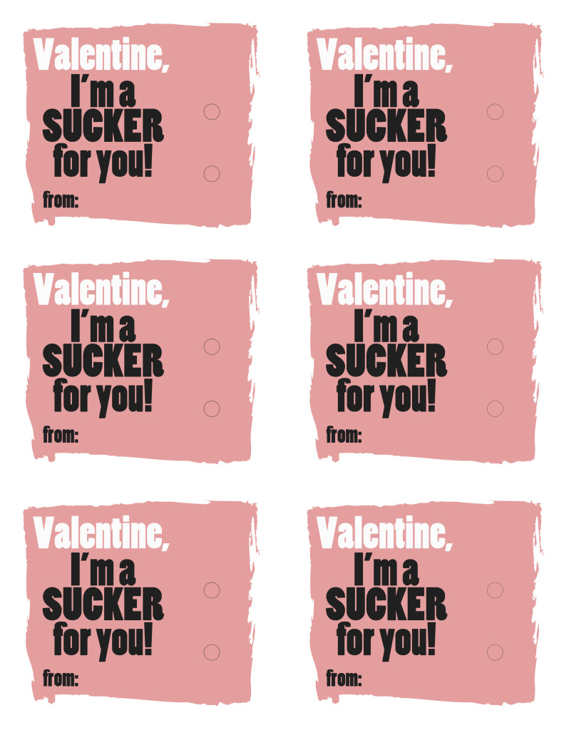 Free Printable Sucker Valentine 30 Minute Crafts