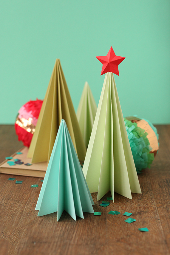 folded paper christmas trees