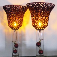 glitter bell candle sconces
