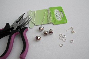 supplies needed for jingle bell earrings