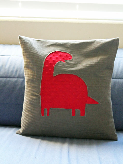 Corduroy and Minkee Dinosaur Pillow