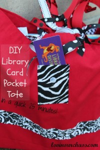 DIY Library Card Pocket Tote from Lovin' Our Chaos