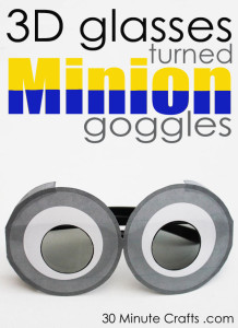 Free Printable to make Minion Goggles out of 3D glasses