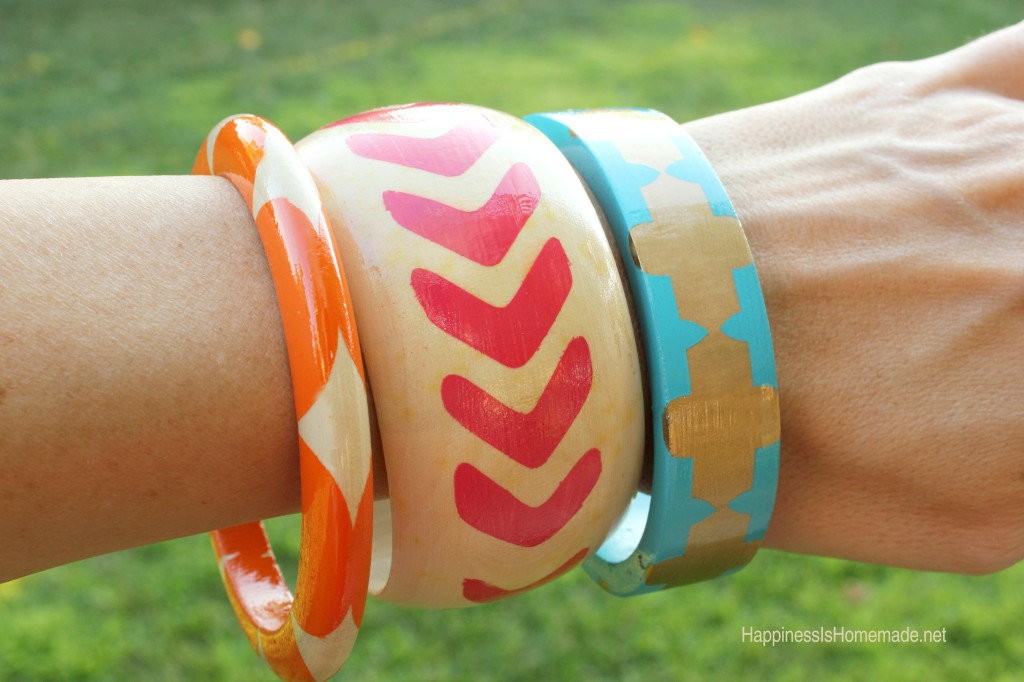 Painted-Wood-Bangle-Bracelets - Happiness is Homemade