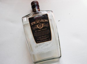 empty Kirkland rum bottle
