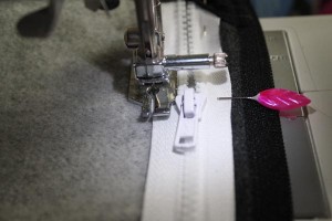 stitch down side of zipper