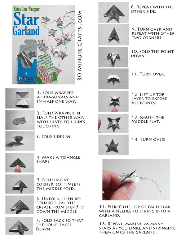 Extra Gum Wrapper Star Garland Instructions #GiveExtraGum #shop #cbias