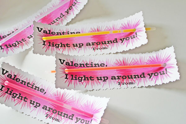 Printable Valentine: Glow Stick Valentine