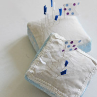 Ribbon Edged Pincushion with Ribbon Pins