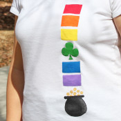 Rainbow and Pot of Gold Freezer Paper Stenciled Tee
