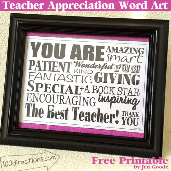 Teacher appreciation framable printable