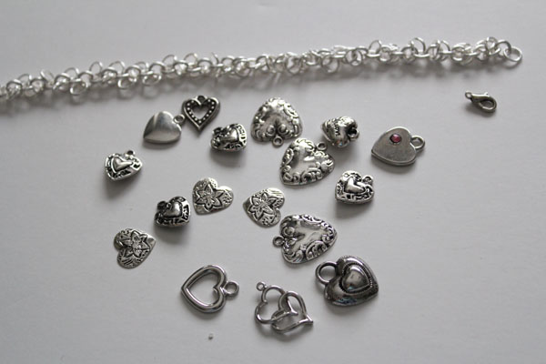 Make a heart charm bracelet