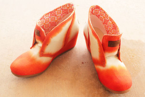 orange on dyed shoes