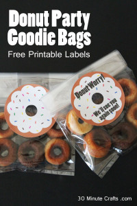 Donut Party Goodie Bags with Free Printable Labels