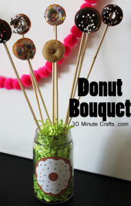 Donut bouquet - easy to make with mini donuts