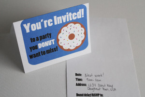 Donut party invitations