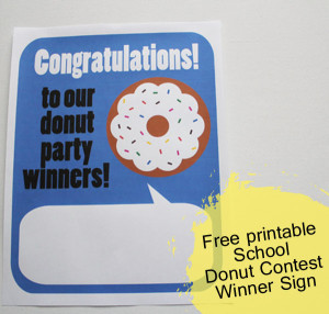 Free printable school donut contest winner sign