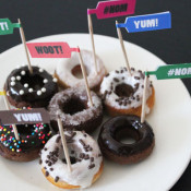 decorative flags on donuts