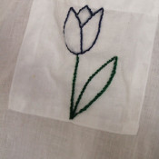embroidered tulip on a shirt
