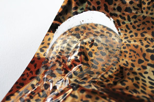 peel away plastic leaving leopard print behind