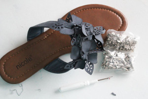 supplies for DIY studded sandals