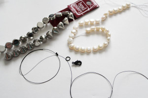 supplies for pearls and studs bracelet