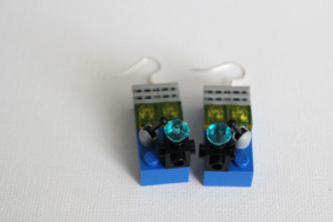 Lego earrings with extra lego pieces