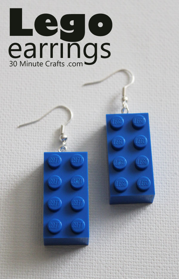 Make your own earrings from Lego blocks