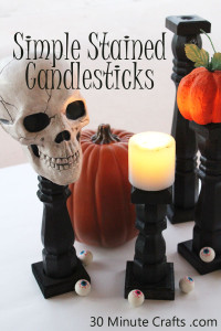 Simple Stained Candlesticks using Minwax stains