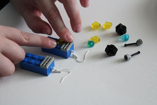add embellishments to Lego earrings