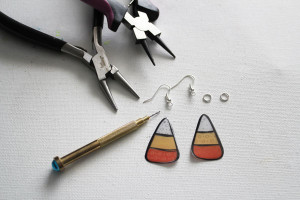 supplies for printable candy corn earrings