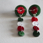 finished holiday button earrings