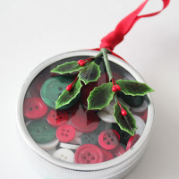 finished button tin ornament