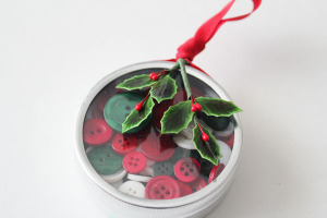 finished button tin ornament