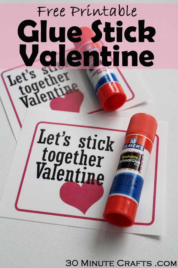 Free Printable Glue Stick Valentine 30 Minute Crafts