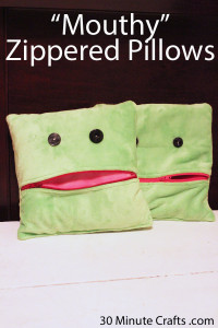 Mouthy Zippered Pillows on 30 Minute Crafts com