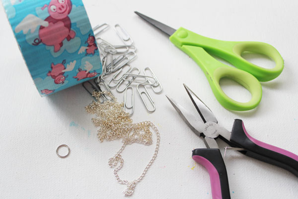 duck tape and paperclip necklace supplies