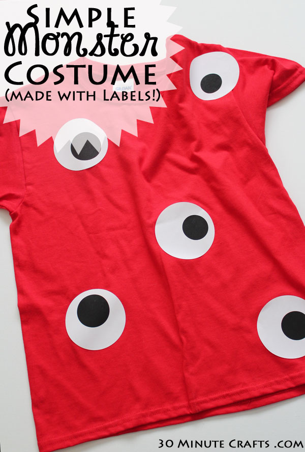 Simple Monster Costume - made using printable labels! So easy!