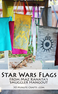Star Wars flags from Maz Kanata's Smuggler Hangout - Great for Star Wars Party Decor, or to hang in the bedroom of any Star Wars fan.