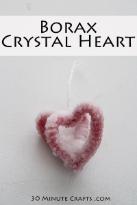 Crystal Heart - easy to make using borax from the grocery store, and pipe cleaners!