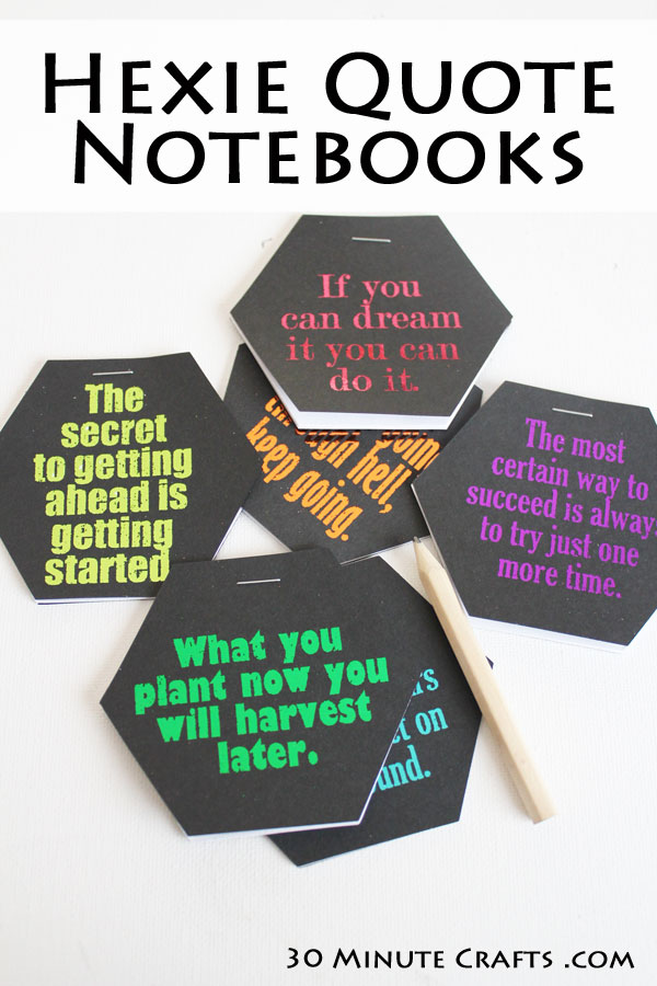 Foiled Hexie Quote Notebooks - 30 Minute Crafts