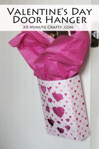 Valentine's Day Door Hanger - Easy to make, then hang on the door and fill with treats!