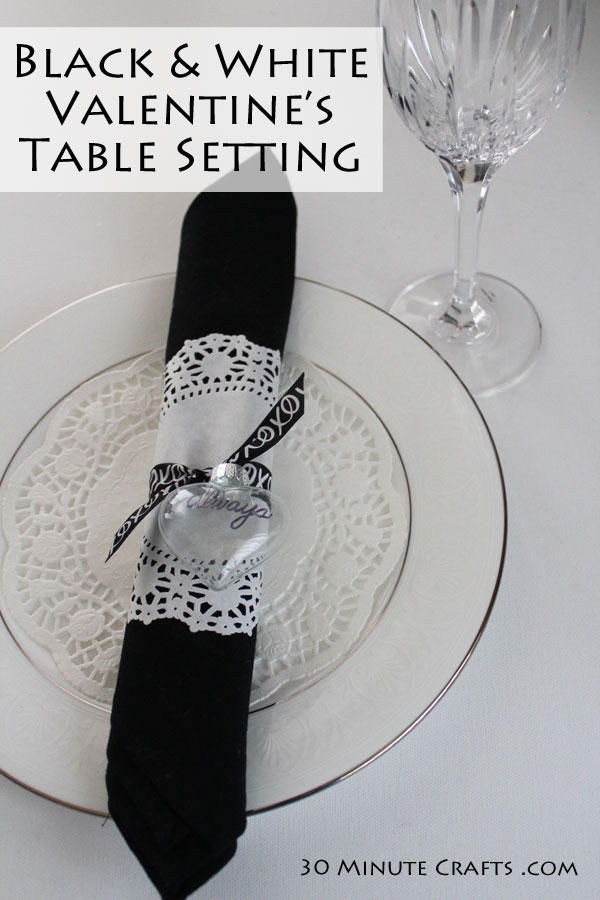 Black and white Valentine's Day table setting - a classy and romantic option!