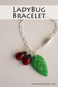 Ladybug bracelet is easy to make in just a few minutes, with a few basic jewelry making supplies