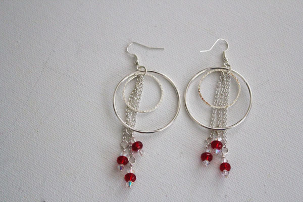 completed hoop and dangle earrings