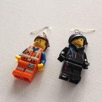 finished emmet and wyldstyle earrings