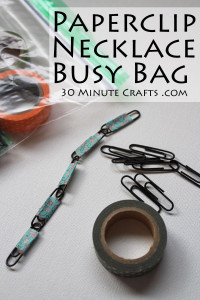 Paperclip necklace Busy Bag idea - light and easy to carry, and keeps little ones occupied when at appointments or meetings