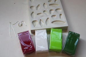 clay and supplies for tulip earrings