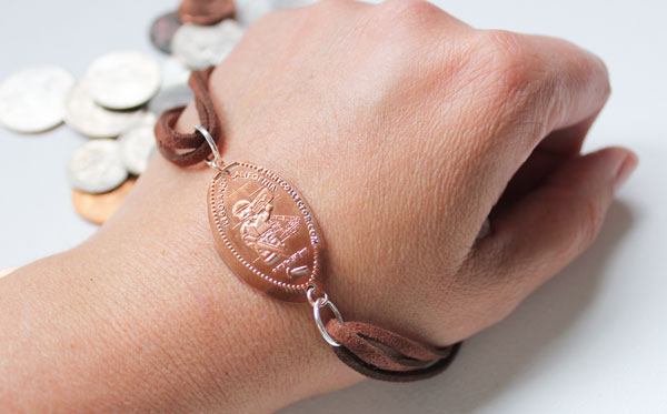 finished smashed penny bracelet