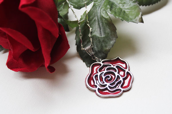 Faux enameled rose charm